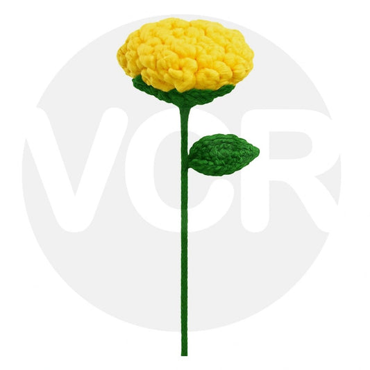 VCR Handmade Crochet Yellow Rose - Pack of 1 - Hand Woven Knitted Artificial Pink Rose Hand Knitted Flower for office Desk, Table, Car, Bedroom, Wedding & Special Occasions