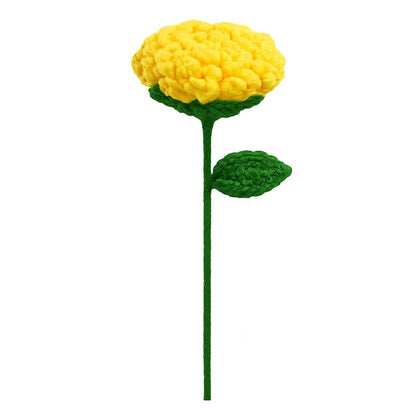 VCR Handmade Crochet Yellow Rose - Pack of 1 - Hand Woven Knitted Artificial Pink Rose Hand Knitted Flower for office Desk, Table, Car, Bedroom, Wedding & Special Occasions