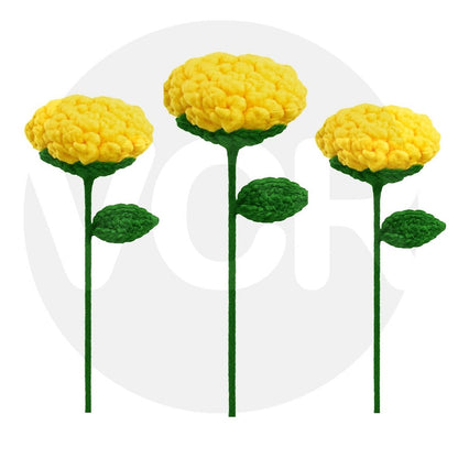 VCR Handmade Crochet Yellow Rose - Pack of 1 - Hand Woven Knitted Artificial Pink Rose Hand Knitted Flower for office Desk, Table, Car, Bedroom, Wedding & Special Occasions
