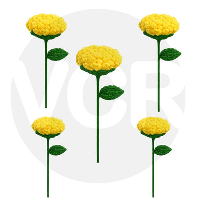 VCR Handmade Crochet Yellow Rose - Pack of 1 - Hand Woven Knitted Artificial Pink Rose Hand Knitted Flower for office Desk, Table, Car, Bedroom, Wedding & Special Occasions