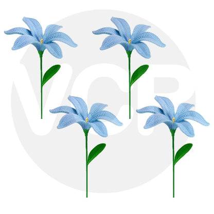 VCR Handmade Crochet Blue Lily - Pack of 1 - Hand Woven Knitted Artificial Blue Lily Hand Knitted Flower for office Desk, Table, Car, Bedroom, Wedding & Special Occasions