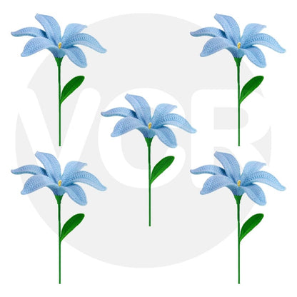 VCR Handmade Crochet Blue Lily - Pack of 1 - Hand Woven Knitted Artificial Blue Lily Hand Knitted Flower for office Desk, Table, Car, Bedroom, Wedding & Special Occasions