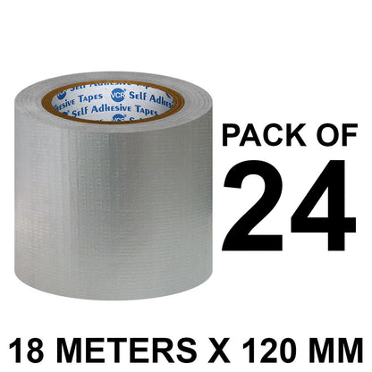 VCR Grey Duct Tape - 45 Meters in Length 120mm / 5" Width - Strong Book Binding Tape - Waterproof Heavy Duty Duct Tape